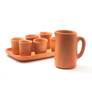 Juego bandeja y 6 vasos pañul