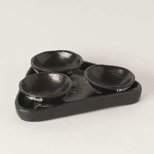 Bandeja con pocillos ceramica de quinchamali
