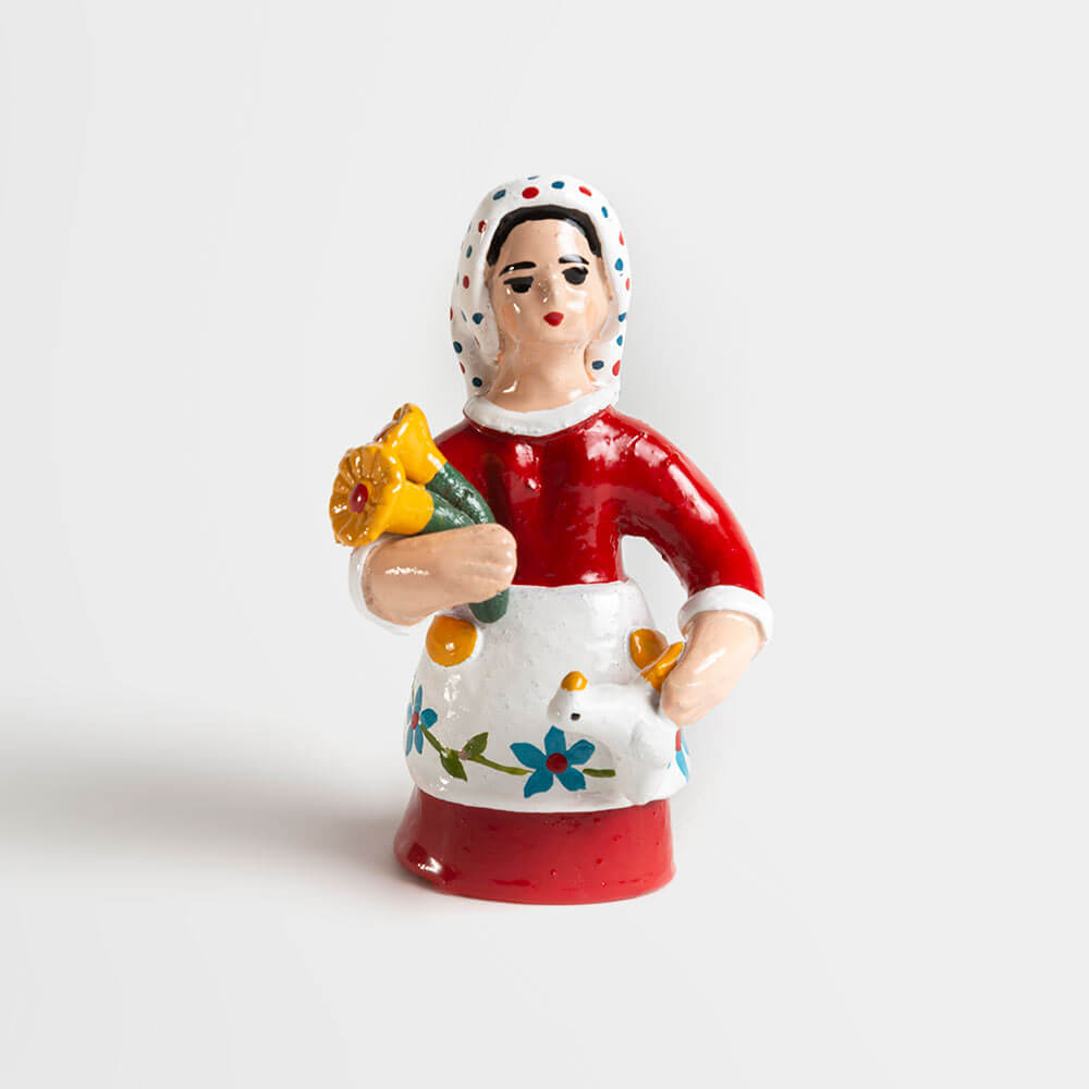 Campesina con flores de loza de Talagante