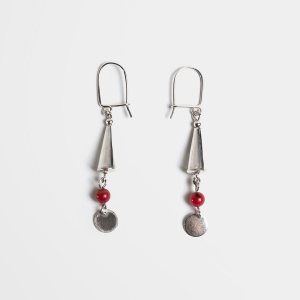 Aros campana de plata y piedra roja: imagen 1