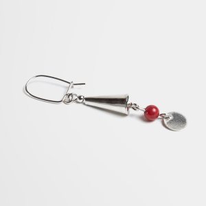 Aros campana de plata y piedra roja: imagen 3