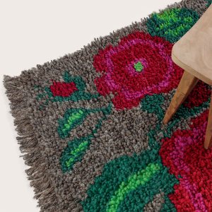 Alfombra nudo con flores de lana de oveja: imagen 9