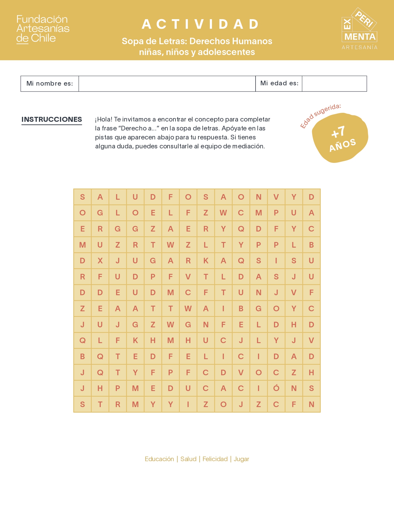 Sopa de Letras - DDHH - NNA