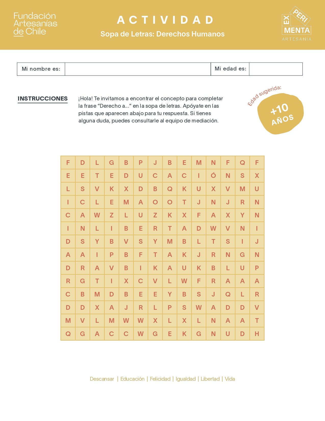 Sopa de Letras - DDHH